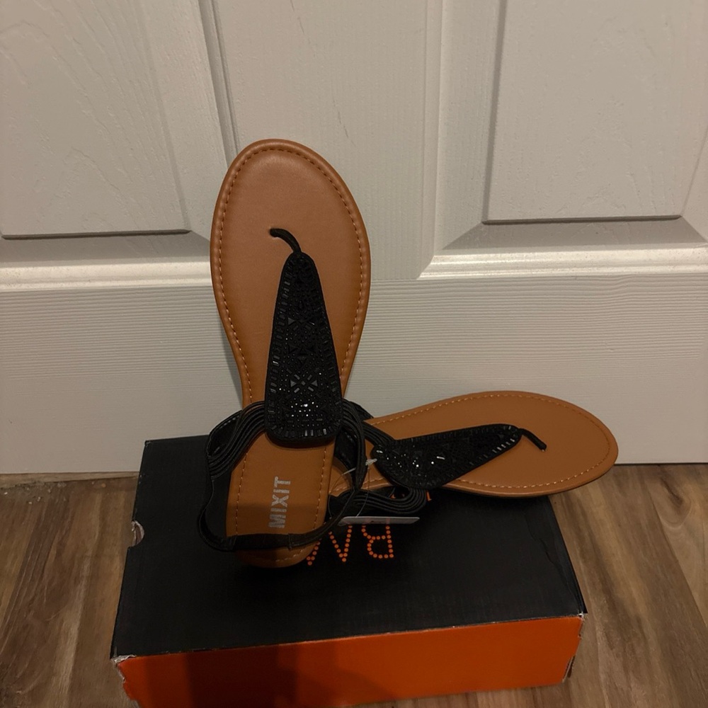 Mixit Black and Tan Sandals for Women